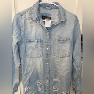 Rue 21 Light Wash Extreme Destructed Jean Shacket